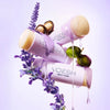 VOESH New York Solemate Heel Repair Balm - Lavender - stylized photo of products with ingredients 