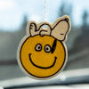 Three Potato Four 3P4 X Peanuts Air Freshener - Snoopy Smiley - product shown hanging inside car