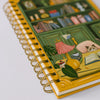 Good Juju Ink Cat Library Spiral Notebook - close up of product detail