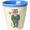 Rice By Rice Set of 6 Small Melamine Cups - Nathalie Lete Print - product with tiger print shown
