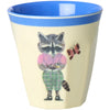 Rice By Rice Set of 6 Small Melamine Cups - Nathalie Lete Print - product with raccoon print shown
