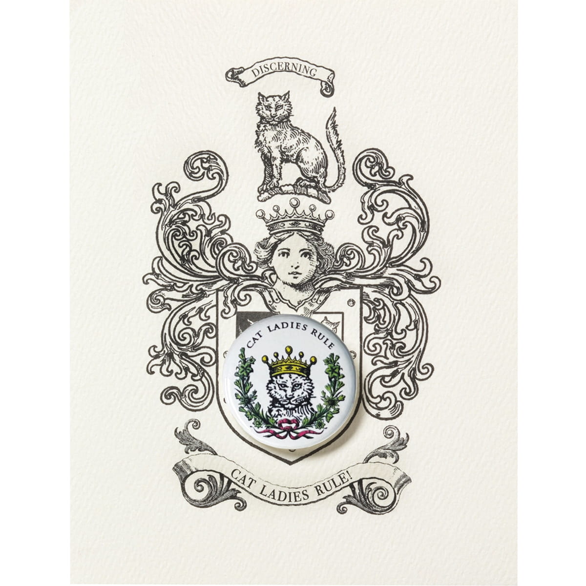 P. Flynn Design Cat Ladies Rule With Button Greeting Card (1 pc)