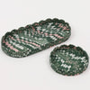 Craft Boat Round Scalloped Tray Set - Marbled Mountains Green - products shown at an angle