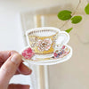 Emily Lex Studio Yellow Teacup Sticker (1 pc) - model shown holding product