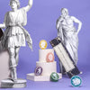 Bridie Hall Grand Tour Collection of Intaglio Soaps - French Grand Antique Marble - products shown next paper cut outs of statues