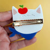 Centinelle Apples Kitty Cat Alligator Hair Clip - model shown holding product