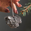 Farmhouse Pottery Felted Sheep Ornament – Grey (1 pc) - product shown being held.