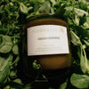 Flamingo Estate Green Goddess Candle (226 g) - product shown on top of folliage.