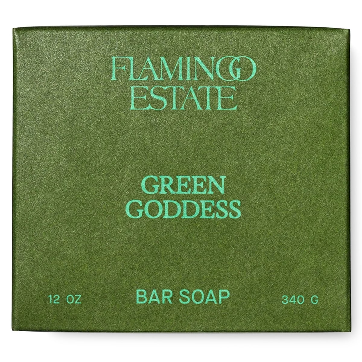 Flamingo Estate Green Goddess Bar Soap - packaging shown with bar soap name  