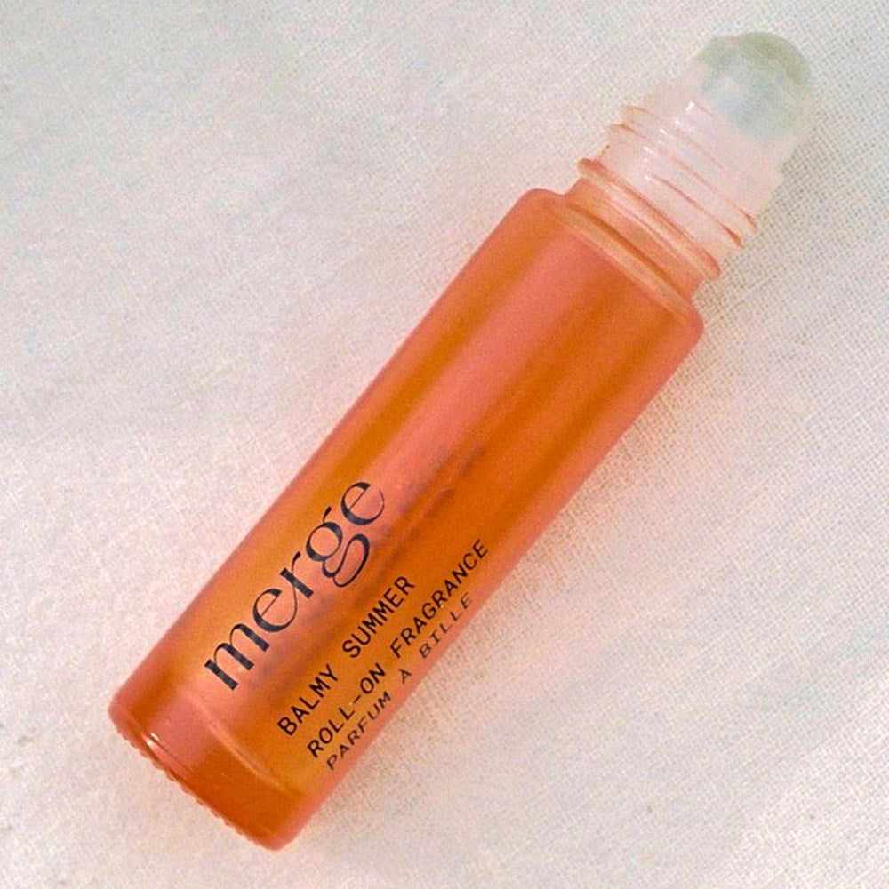 Merge Balmy Summer Roll-On Perfume Oil - product shown on side without cap 