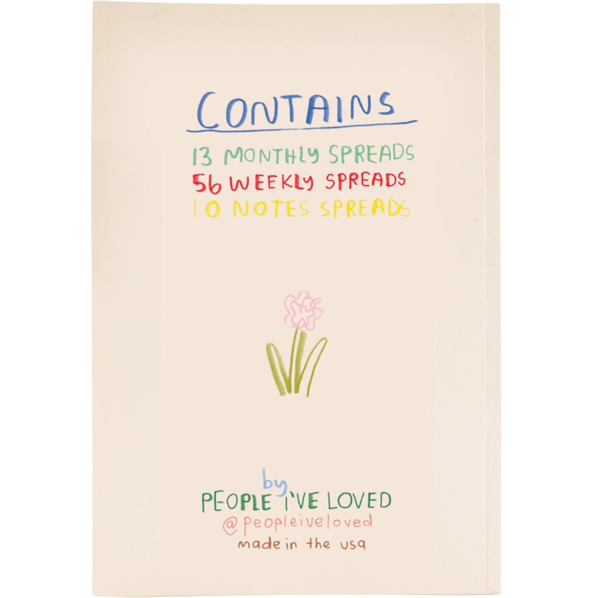 People I’ve Loved Life Is Happening Planner - product back of planner shown