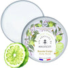 Les Abeilles de Malescot Honey Body Balm - Bergamot - product shown open next to a lime