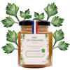 Les Abeilles de Malescot Coriander Honey - product shown up close with leaves behind