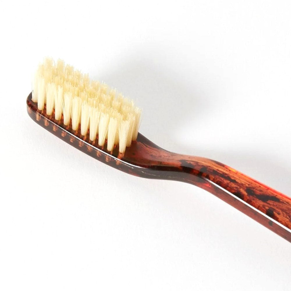 Close up of C.O. Bigelow Natural Bristle Toothbrush - Soft Tortoise (1 pc)
