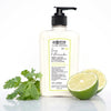 C.O. Bigelow Lime & Coriander Body Lotion (10 oz) with lime and cilantro on a white background