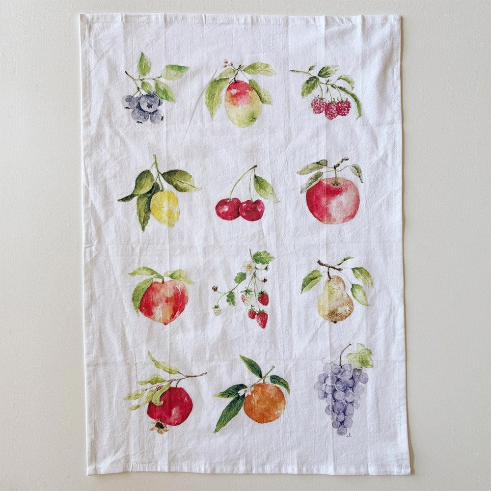 Emily Lex Studio Fruit Tea Towel - product shown open lying flat