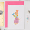 The Charming Press Rabbit Card - front of product shown on envelope next to ruler and paperclip