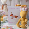 The Charming Press Rabbit Card - front of product shown with stuffed bear