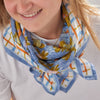 Bonheur du Jour Indian Scarf - Magic Garden Periwinkle - product shown worn around neck