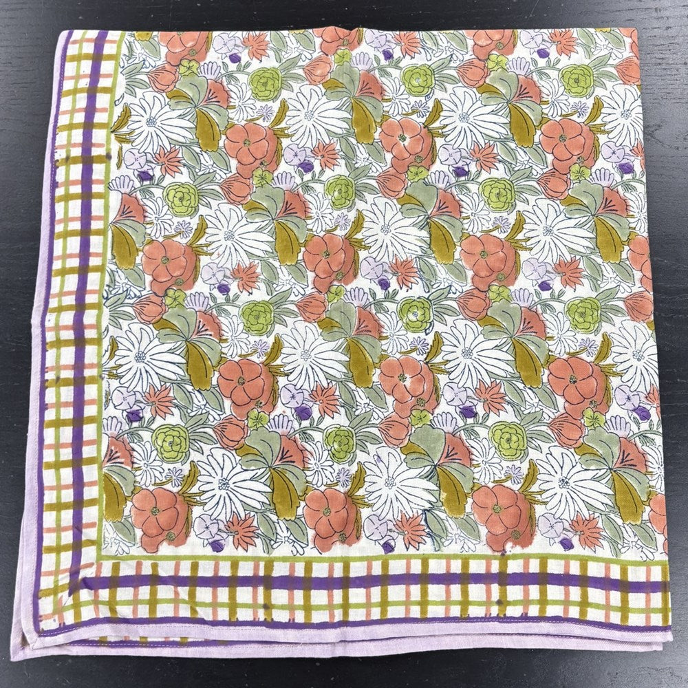 Bonheur du Jour Indian Scarf - Magic Garden Violine (1 pc) - Product shown unfolded on black counter.