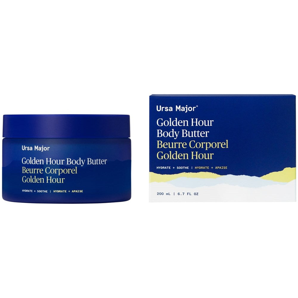 Ursa Major Golden Hour Body Butter (6.7 oz) - next to product packaging