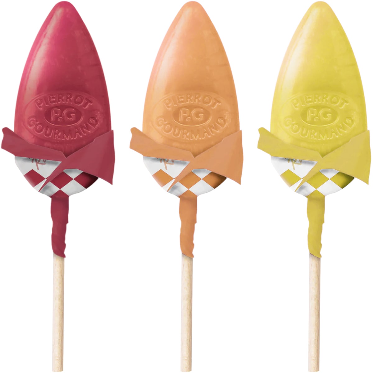 Pierrot Gourmand Fruit Flavored Lollipops (3 flavors shown)