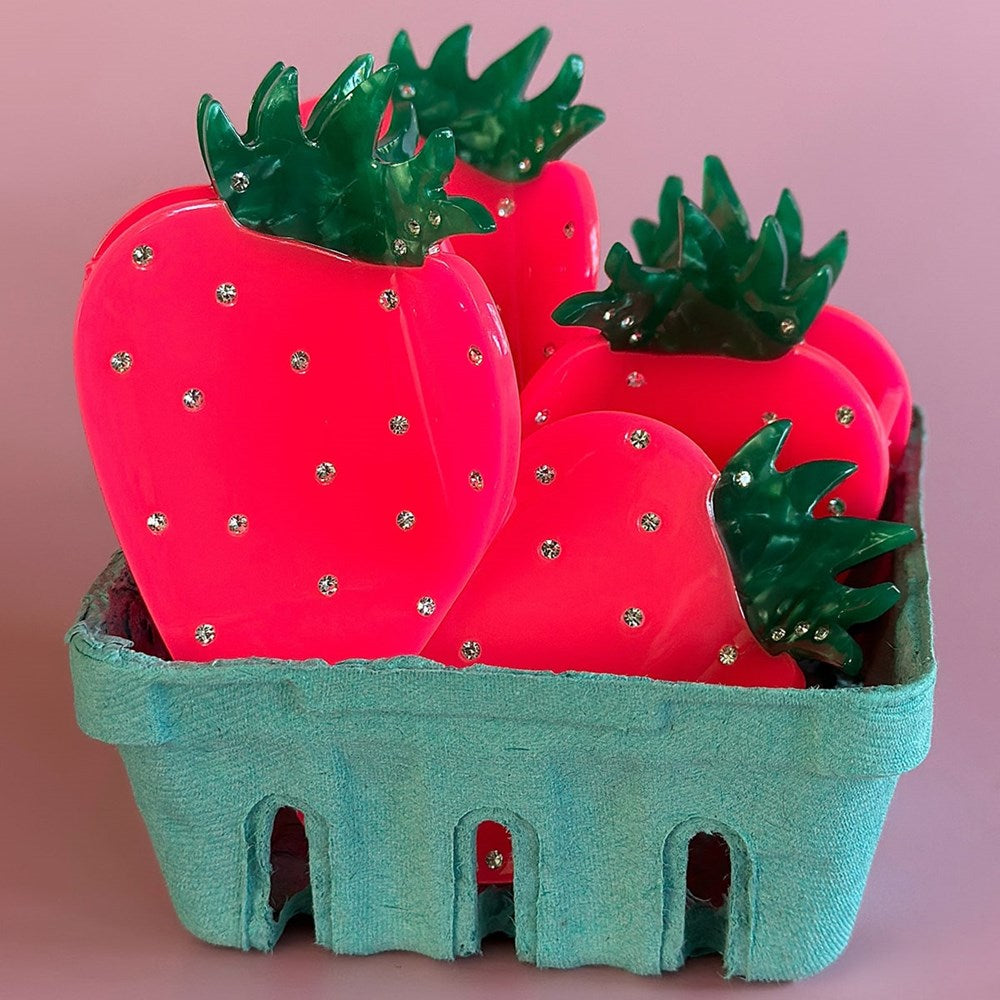 Centinelle Neon Strawberry - Hair Claw (1 pc) - product shown in green paper basket