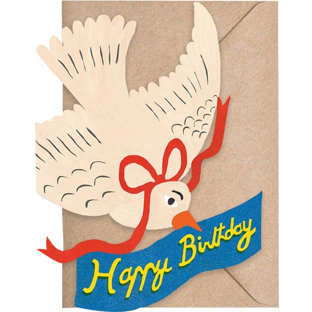Isatopia Happy Birthday Bird Mini Cards (6 pc) - Product shown on top of envelope.