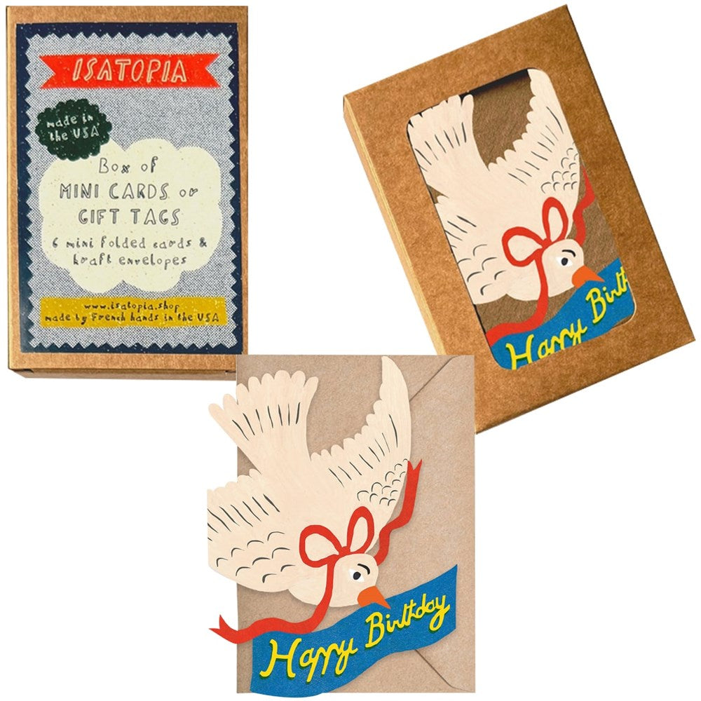Isatopia Happy Birthday Bird Mini Cards (6 pc)