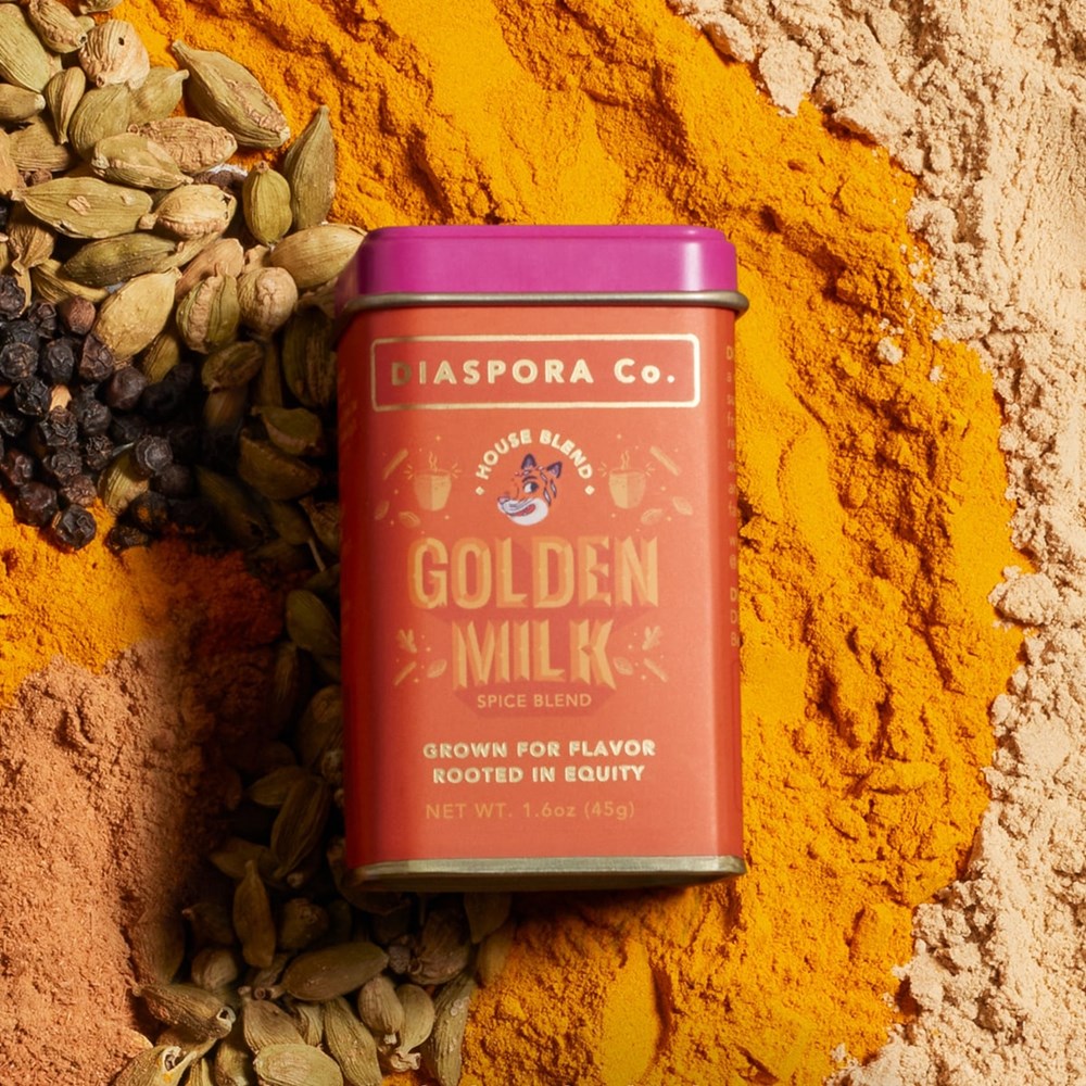 Diaspora Co Golden Milk (5.9 oz) - product shown with spices in the background