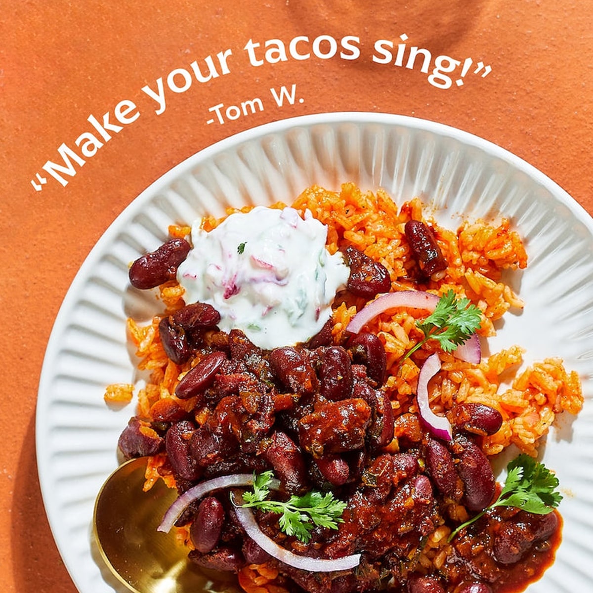 Diaspora Co Taco Masala (1.4 oz)  - plates of rice and beans shown