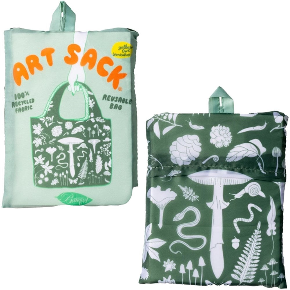 Yellow Owl Workshop Forest Art Sack by Banquet Workshop (1 pc) - Product shown folded into pouch showing front and back.