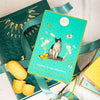 La Sablesienne Pastry Cat Langues Box (160 g) - product shown on a book and ribbon next to cookies 