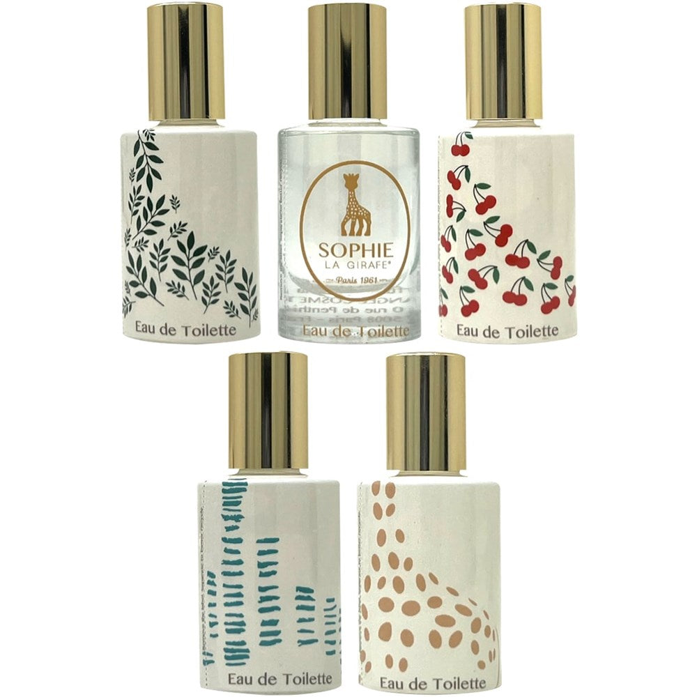 Sophie la Girafe Miniatures Eau de Toilette Set (5 x 10 ml) - 5 bottles shown stacked against white background