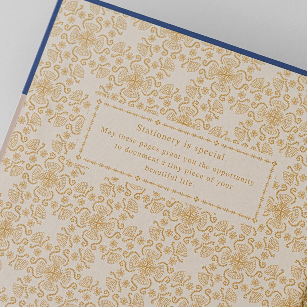 Good Juju Ink Blue Bell Folk Pattern Hardcover Notebook (1 pc) - Product's inside cover shown. 