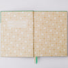 Good Juju Ink Viridian Green Folk Pattern Hardcover Notebook (1 pc) - Products inside cover shown in entirety. 