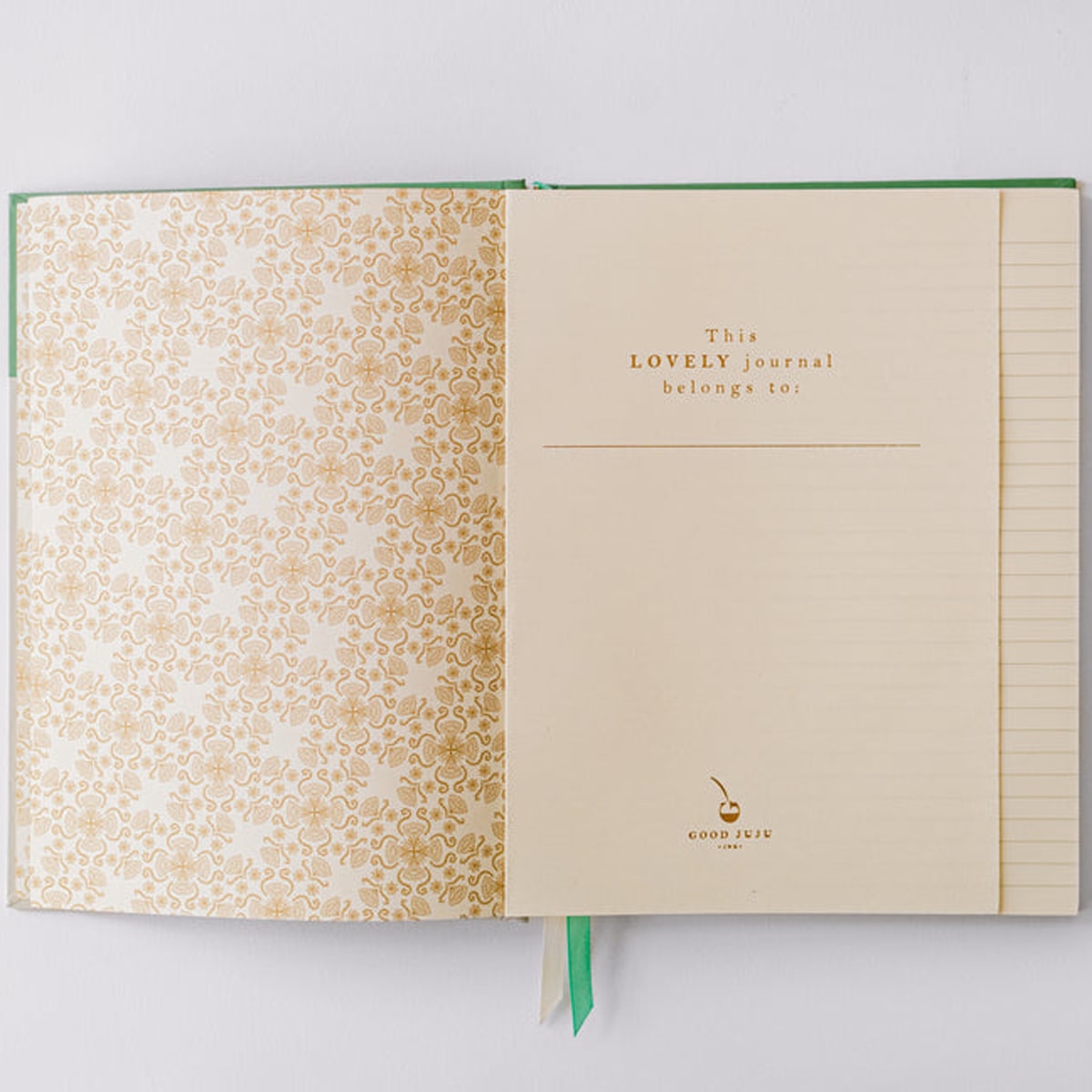 Good Juju Ink Viridian Green Folk Pattern Hardcover Notebook (1 pc) - Product's first page shown.
