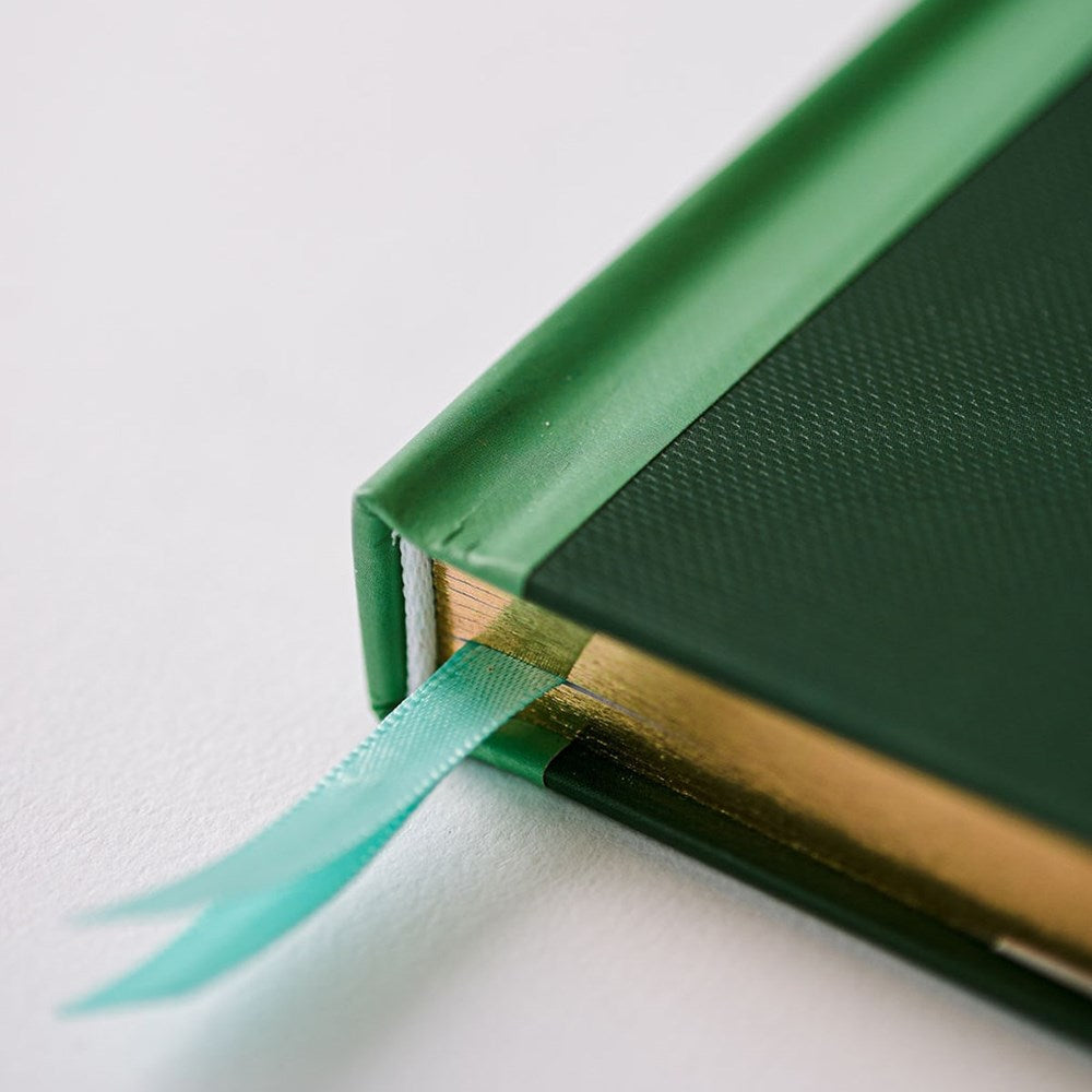 Good Juju Ink Moss Le Grand Livre Hardcover Notebook (1 pc) - Satin bookmark shown. 