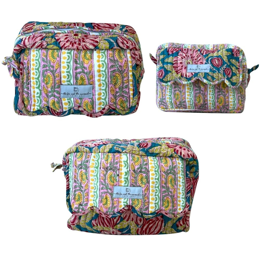 The Fox and The Mermaid Large Block Printed Travel Bags (3 pc) 