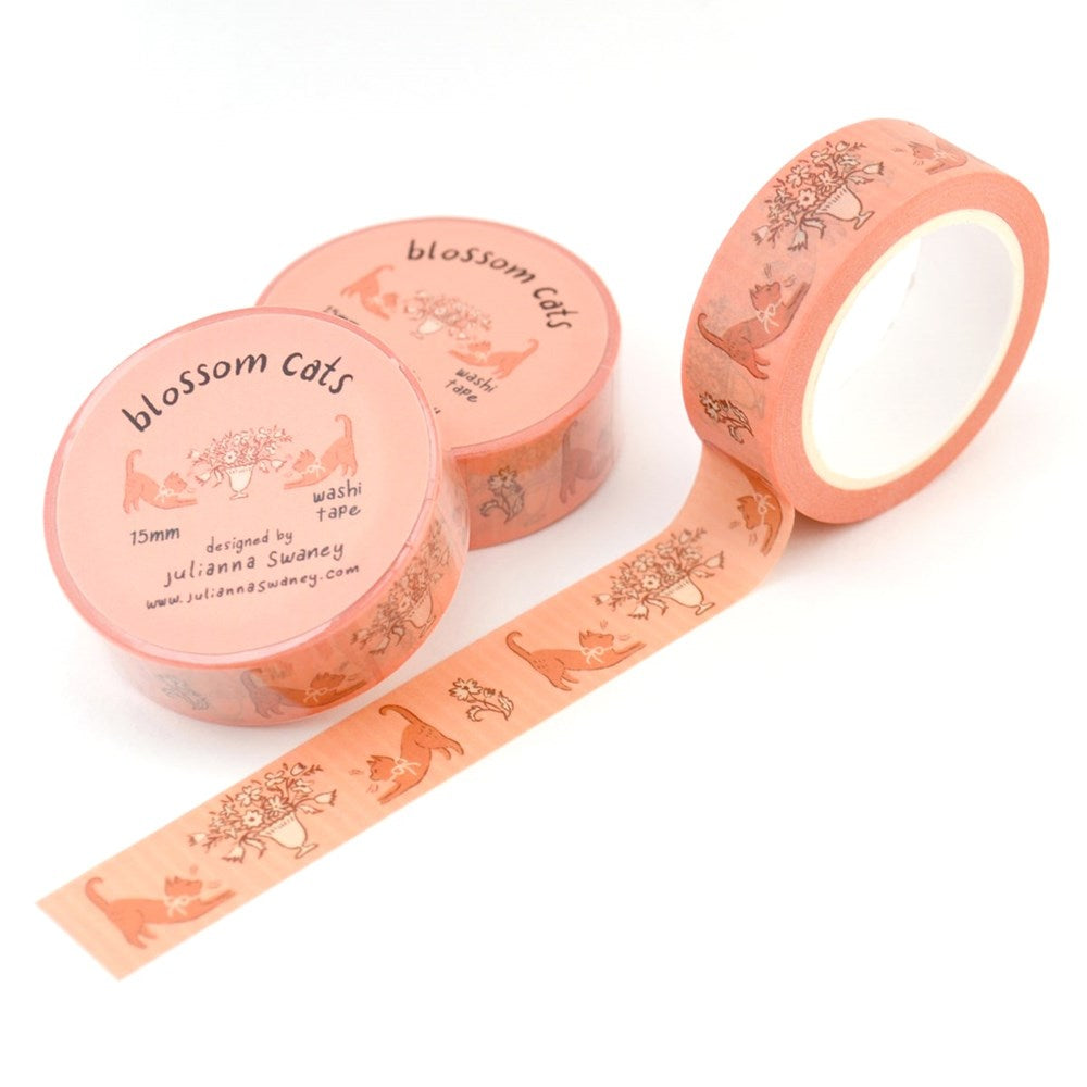 Julianna Swaney Blossom Cats Washi Tape (0.6" W x 33' L) multiple rolls shown (each sold separately)