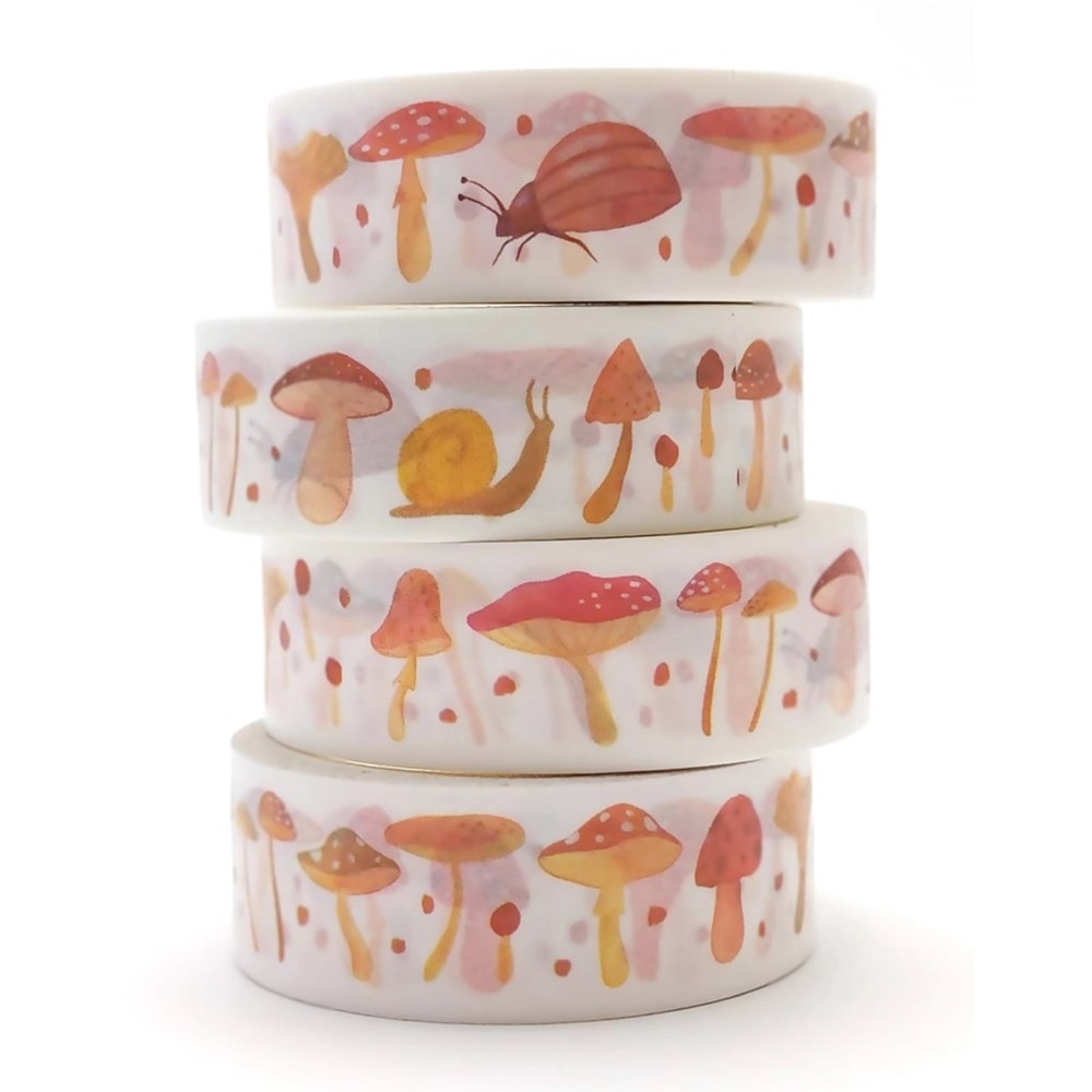Four rolls of Julianna Swaney Mushroom Washi Tape (0.6" W x 33' L) shown (each sold separately)