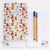 Julianna Swaney Coffee Time Notebook (1 pc) cover, shown also with another notebook shown open, with two pens. Notebooks sold individually, pens not included.
