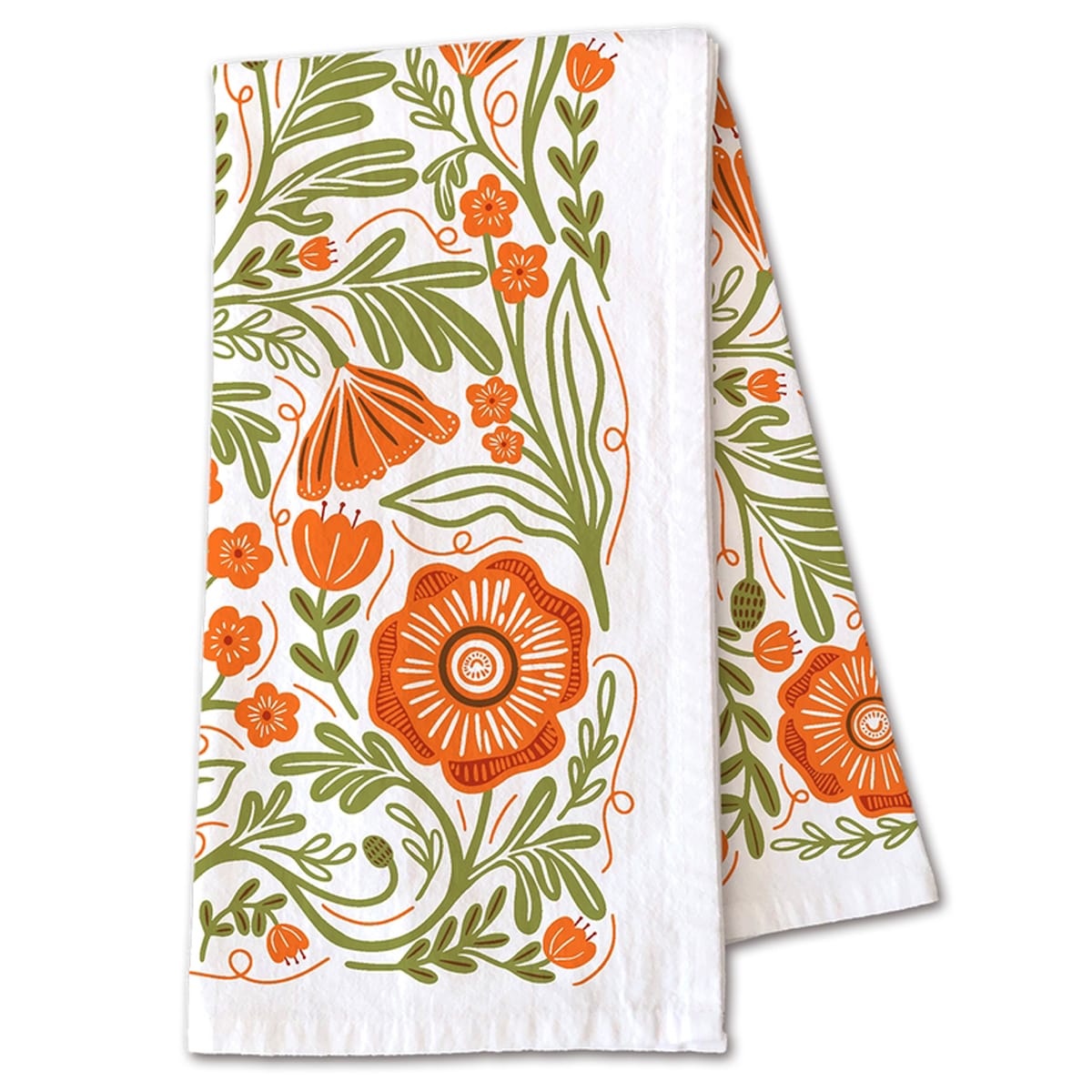 Close up of Gingiber Poppy Tea Towel (1 pc) shown folded