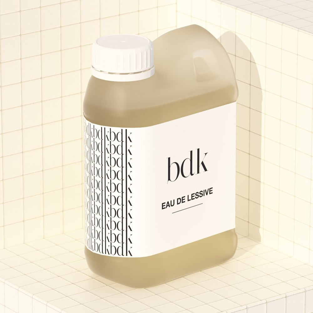 BDK Parfums Eau de Lessive Classique (1 liter) - Product shown on tiles. 