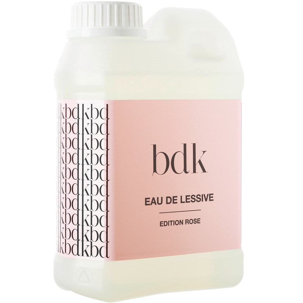 BDK Parfums Eau de Lessive Edition Rose (1 liter) - product shown at angle. 