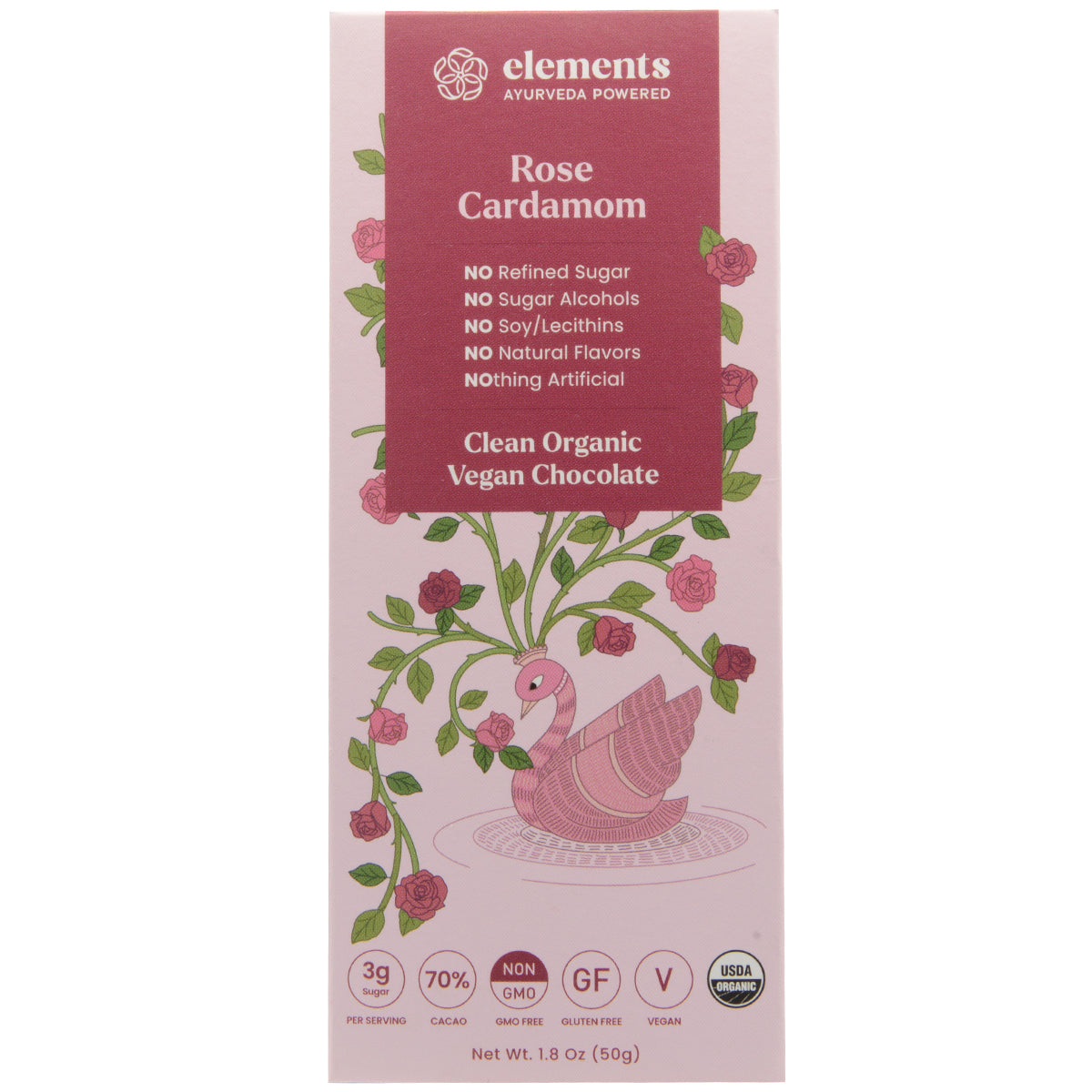 Elements Rose Cardamom Chocolate Bar (1.8 oz)