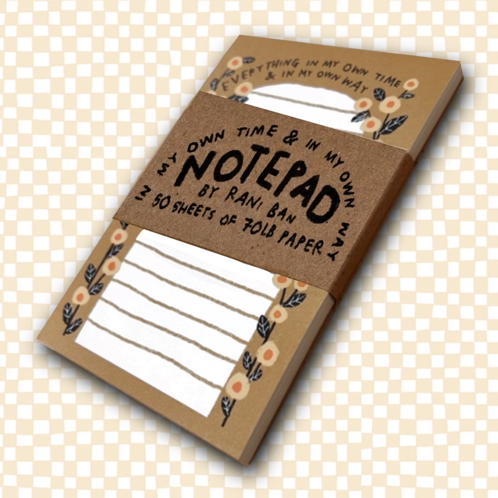 Rani Ban In My Own Time & My Own Way Notepad (1 pc) shown at an angle