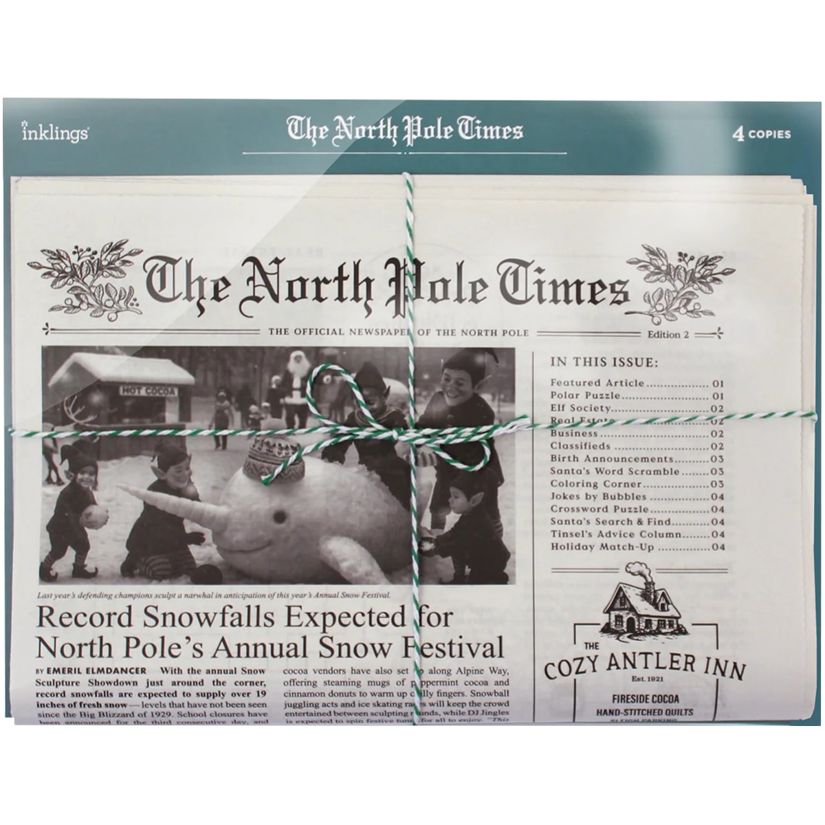 Inklings Paperie The North Pole Times Newspaper Gift Wrap (4 pcs)