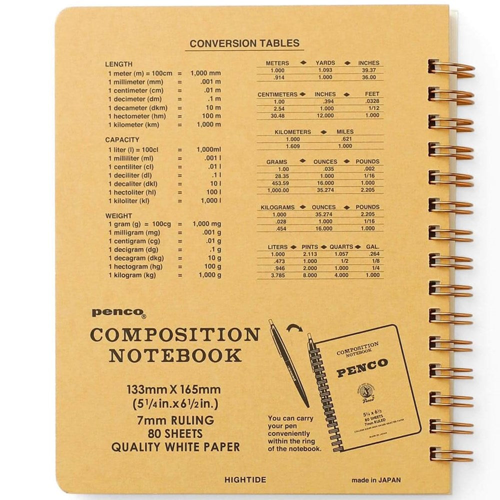 Penco Coil Spiral Notebook – Yellow (80 pgs) - back of notebook shown.