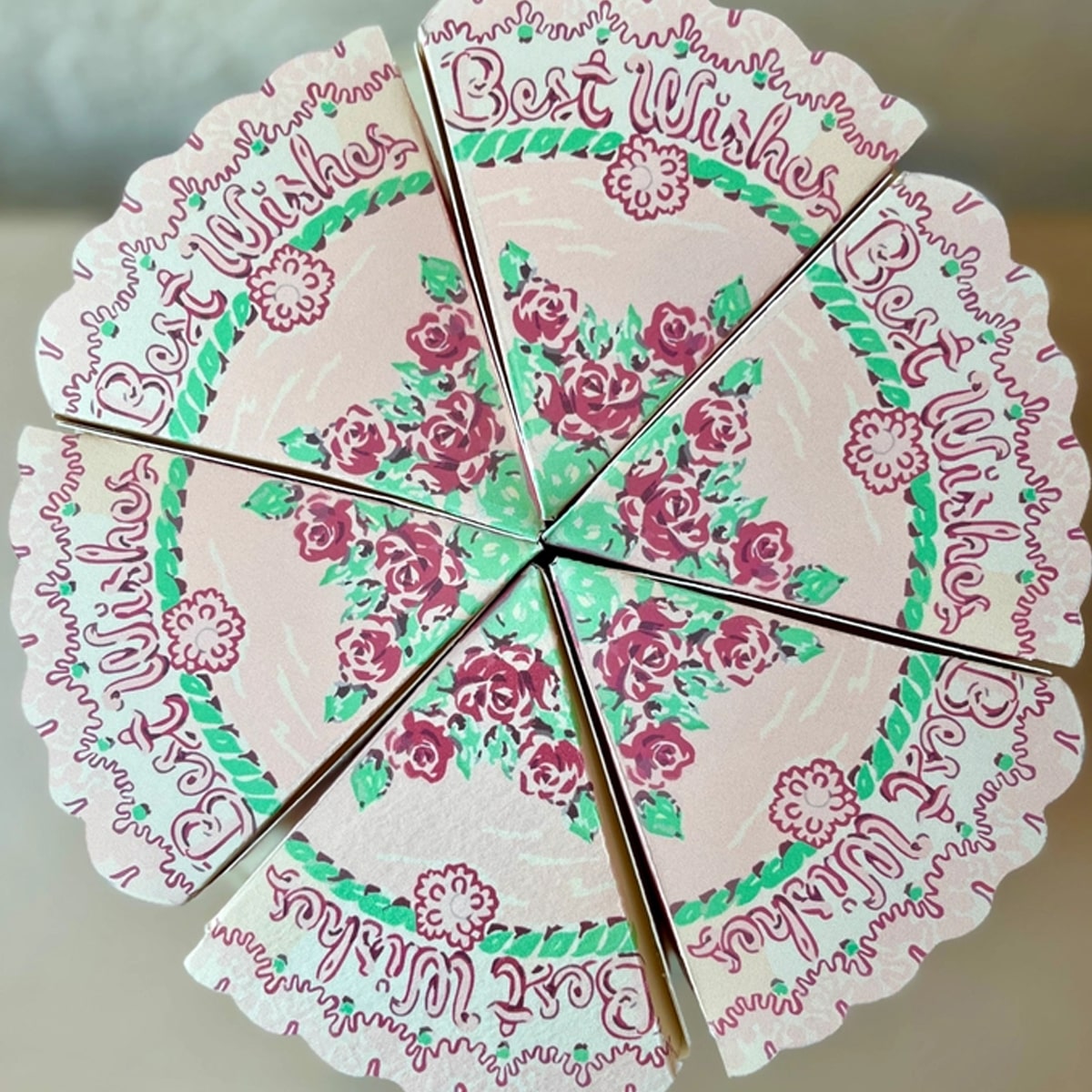 Parcel “Piece Of Cake” Box – Pink (1 pc) - product shown from top assembled.